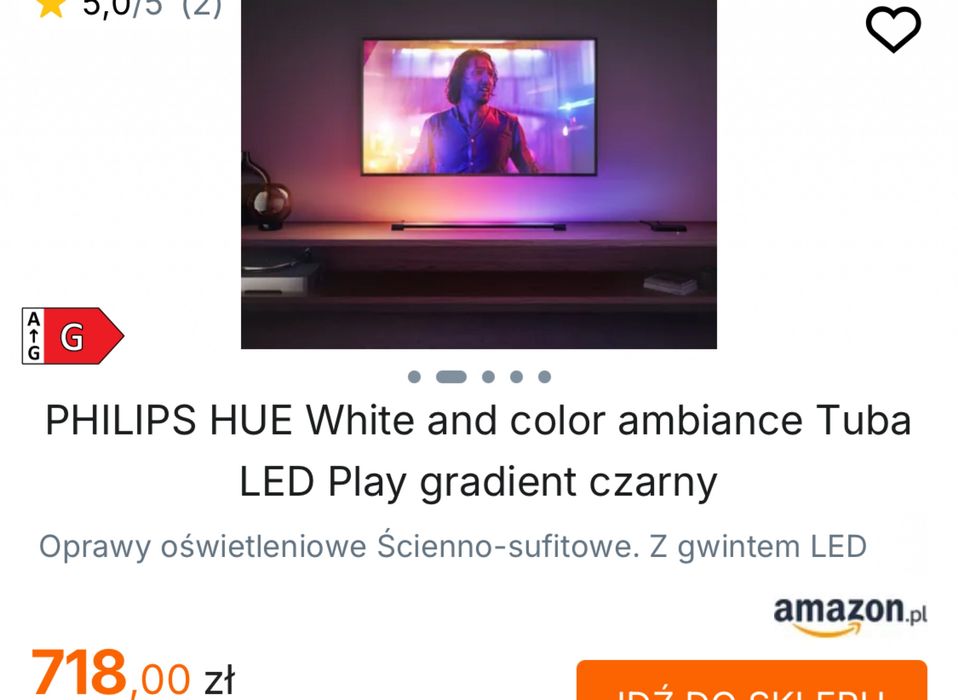 PHILIPS HUE White and color ambiance Tuba LED Play gradient czarny