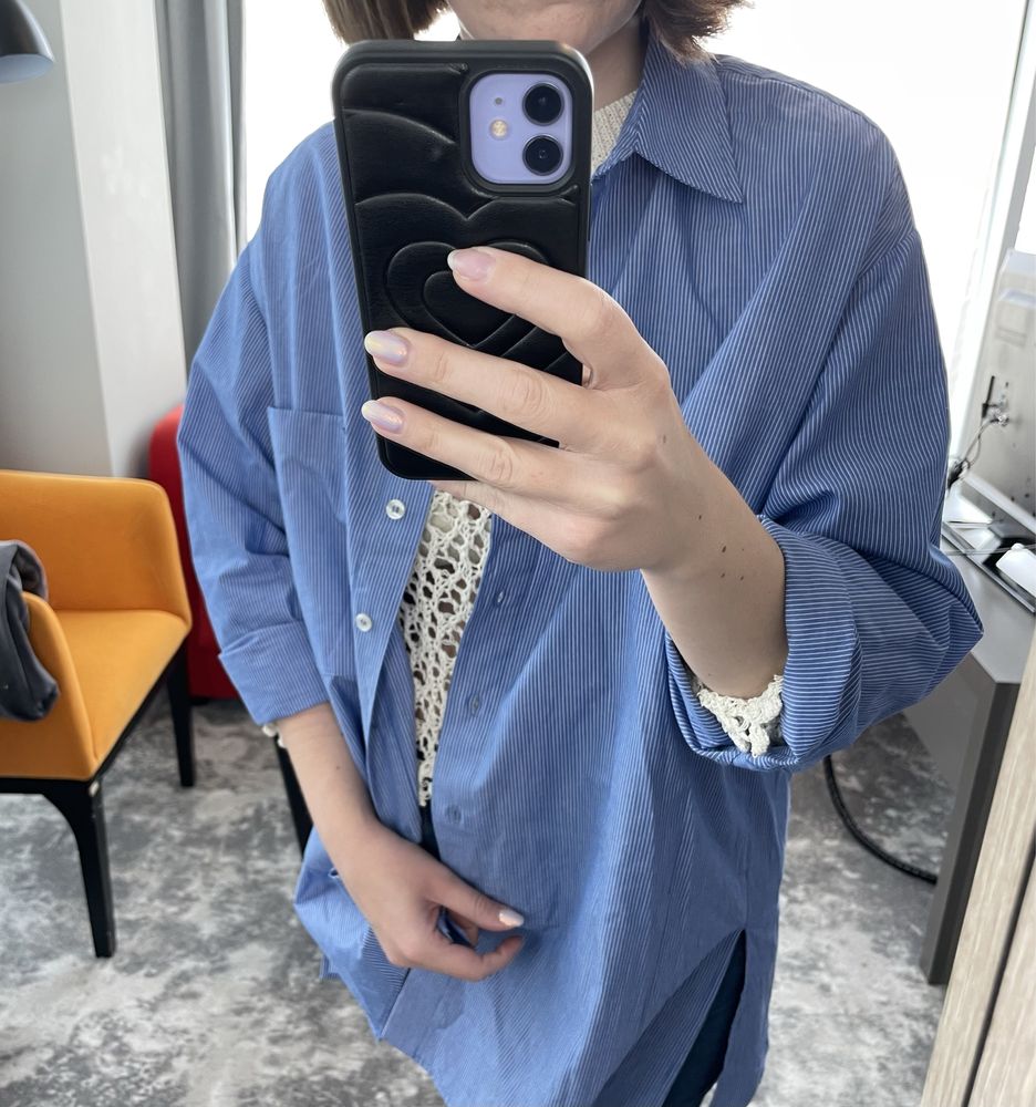 Koszula elegancka, niebieska, Zara, rozmiar XS, oversize