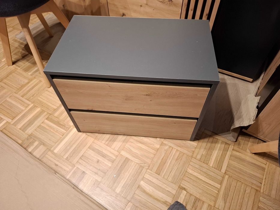 Szafka na buty antracyt – dąb artisan, złożona, gotowa do odbioru