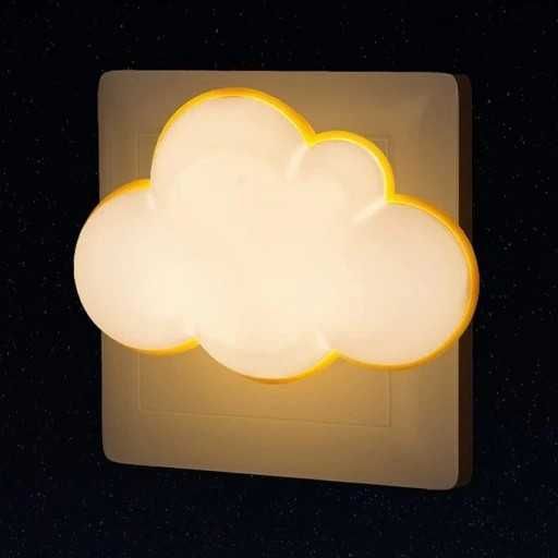 Lampka nocna dla noworodków do gniazdka, czujnik zmierzchu CHMURKA