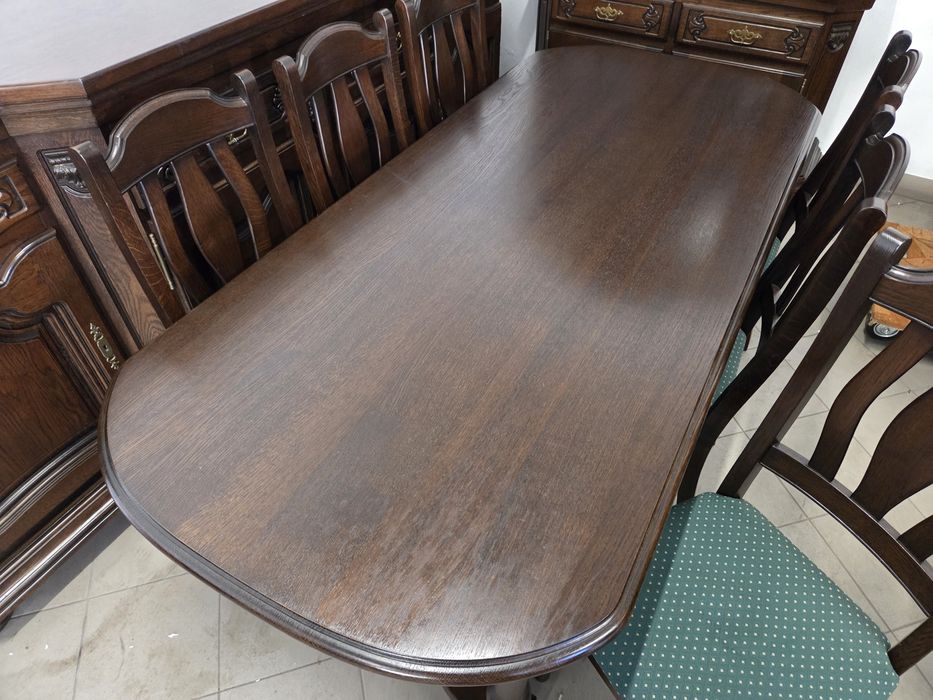 Jadalnia dębowa komoda witryna stół 6 krzeseł meble holenderskie