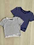 Dwupak NOWE crop top w paski krótkie t-shirty S/M