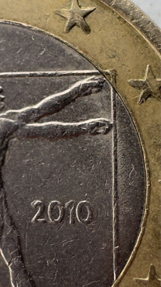 Moneta 1€ Leonardo Da Vinci 2010r destrukt