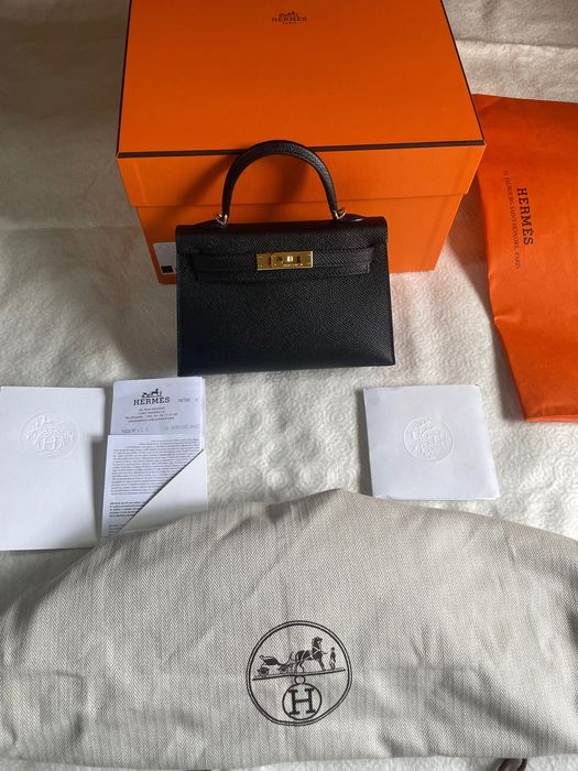 Bolsa Hermès Mini Kelly II Sellier Epsom Preto