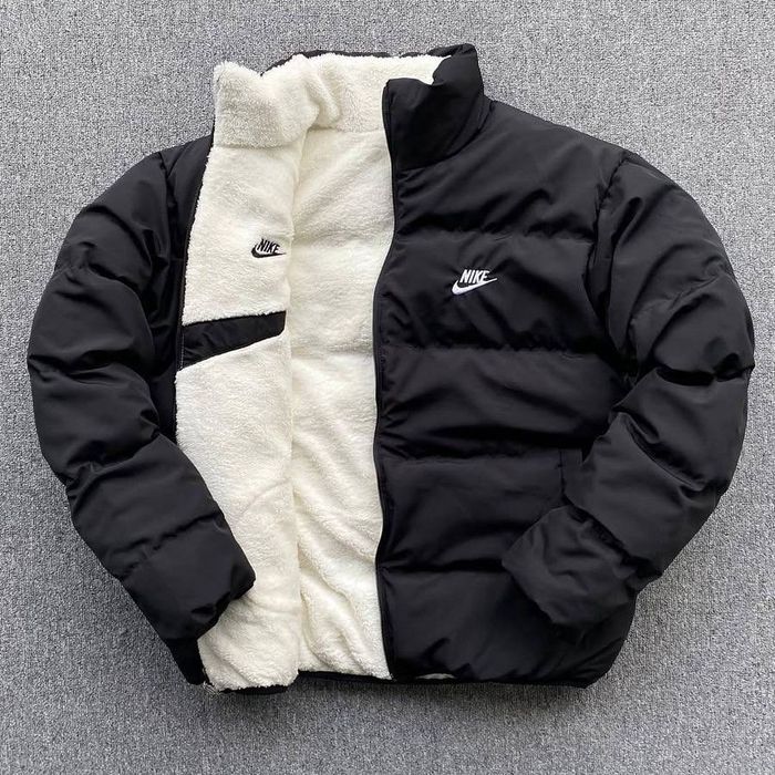 Чоловіча зимова куртка двохстороння, чоловіча куртка чорна найк