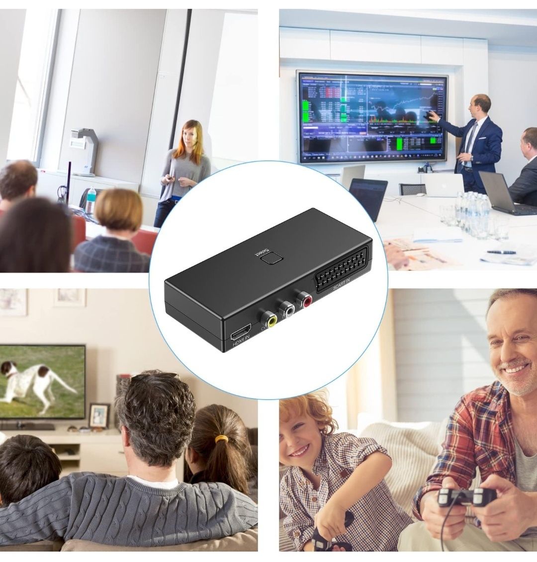AIFHDAUF Konwerter Scart na HDMI, konwerter RCA na HDMI