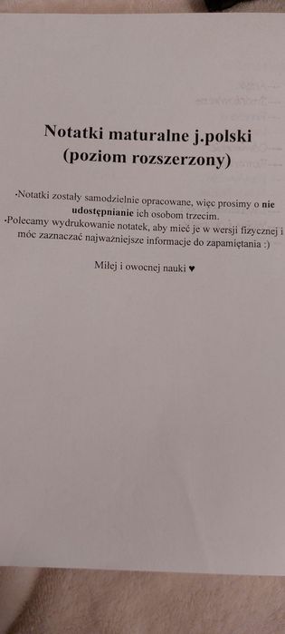 Sprzedam komplet notatek do matury z języka polskiego – PDF