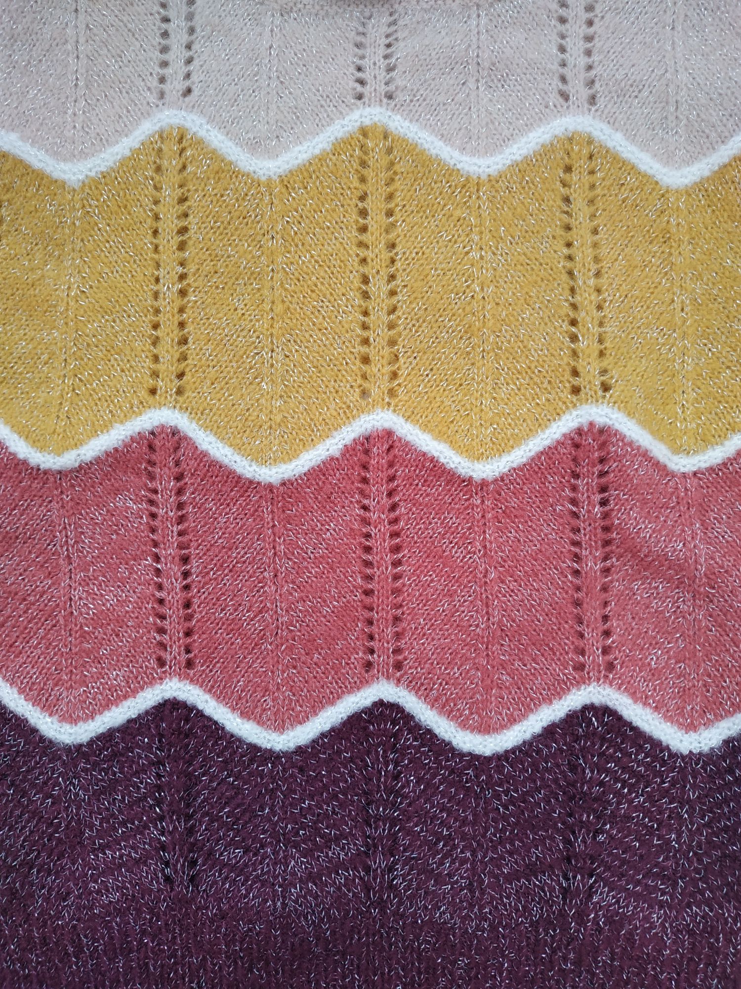 Nowy sweter/dziewczynka/ażurowy/srebrna nić/fale/little kids/r.104/110