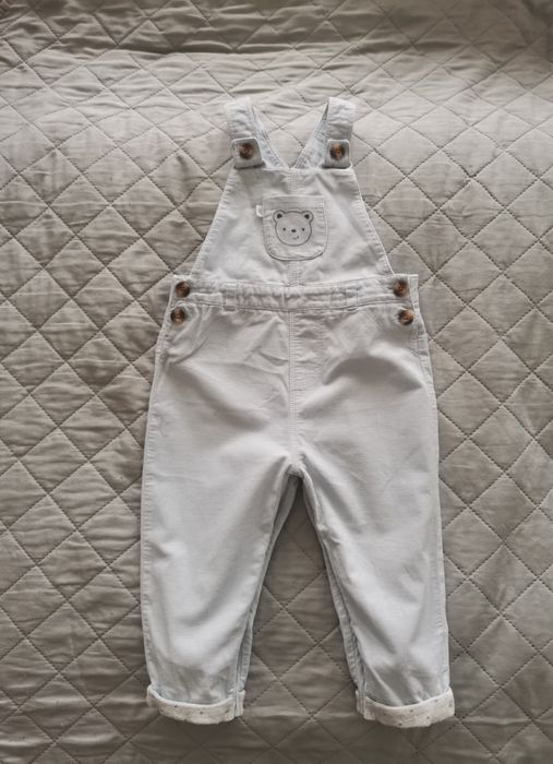 Spodnie chłopięce ogrodniczki z szelkami sztruksowe niebieskie 86 92