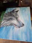 obraz malowany wilk- pies husky  ok 50 na 40