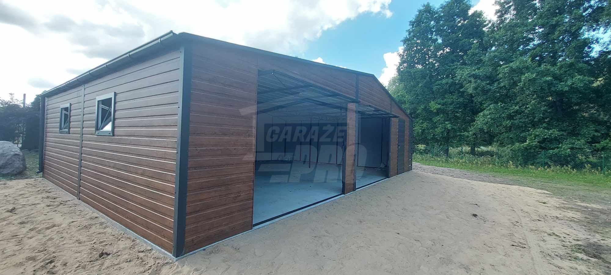 Garaż blaszany 10x6m wiata 1m 2x Brama uchylna 2x okno rynny GP455
