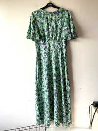 Długa zielona sukienka kwiaty