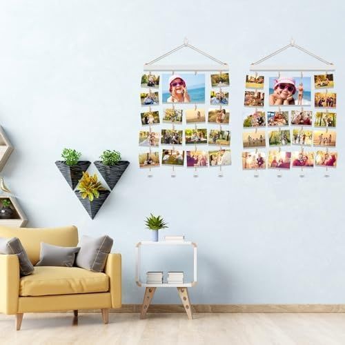 Zestaw 2 drewnianych wiszących ramek do zdjęć