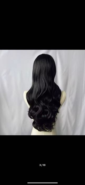 Nowa czarna damska peruka długa