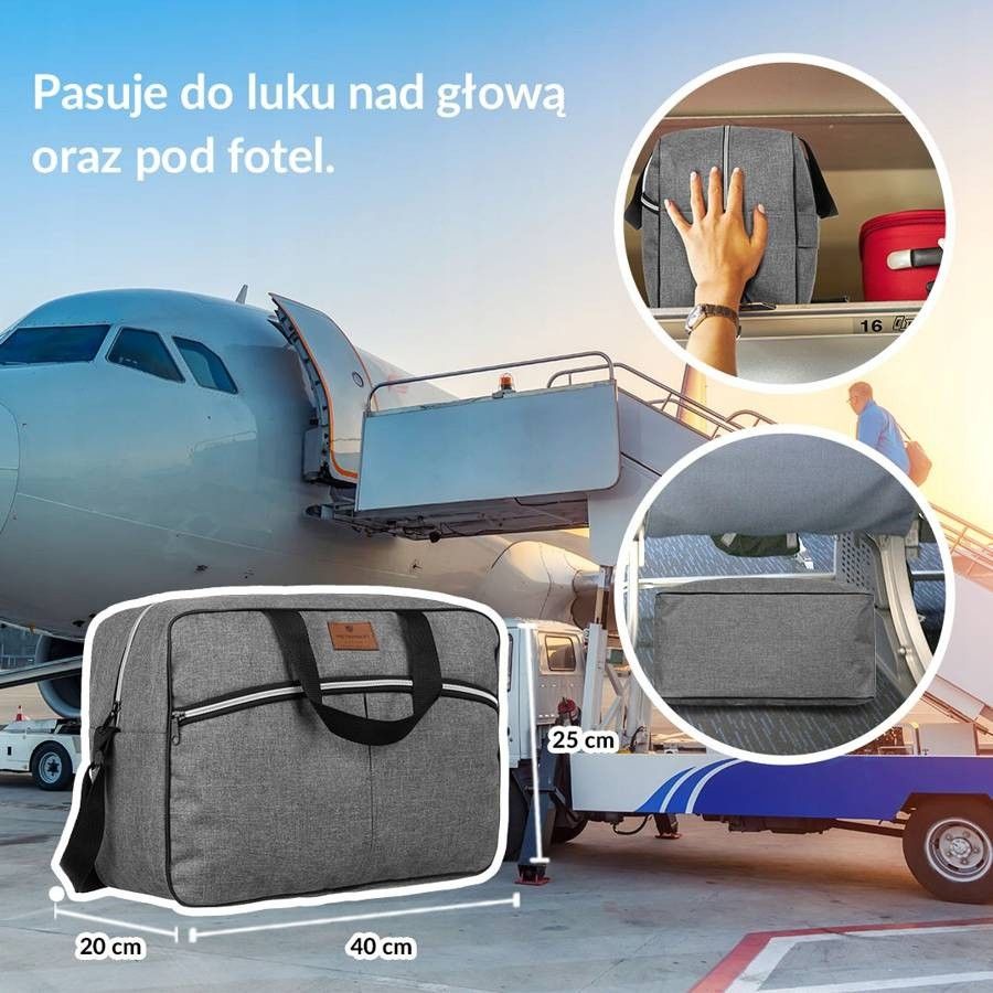 pojemna torba podróżna z uchwytem na walizkę — peterson