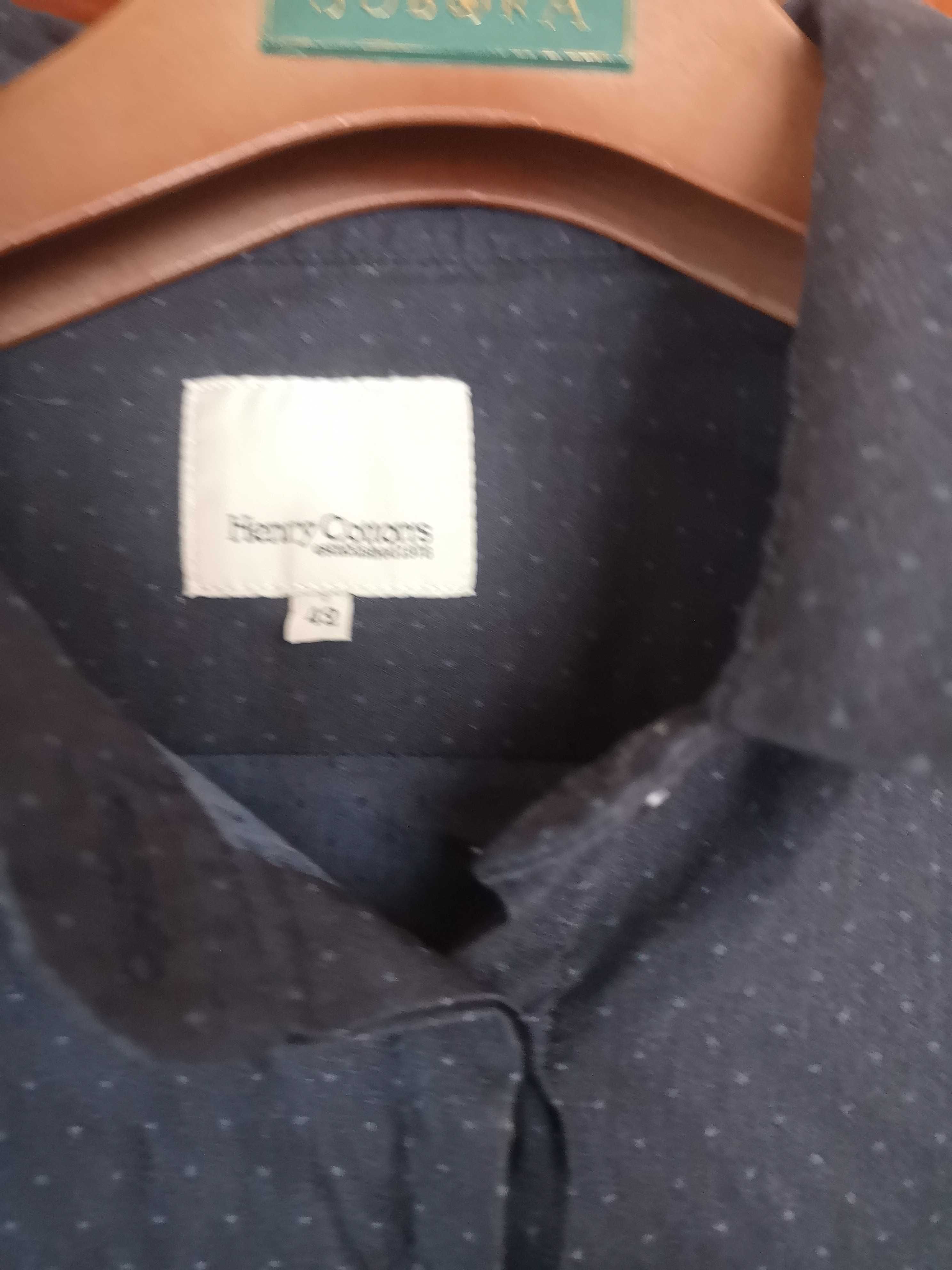 Granatowa koszula w kropeczki Henry Cotton's