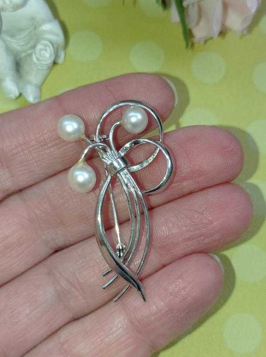 Брошка с жемчугом sterling