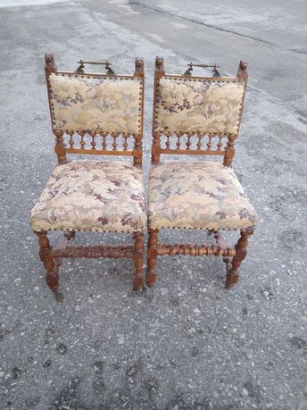 Komplet 3 krzeseł krzesła drewniane dębowe rzeźbione ozdobne FV DOWÓZ