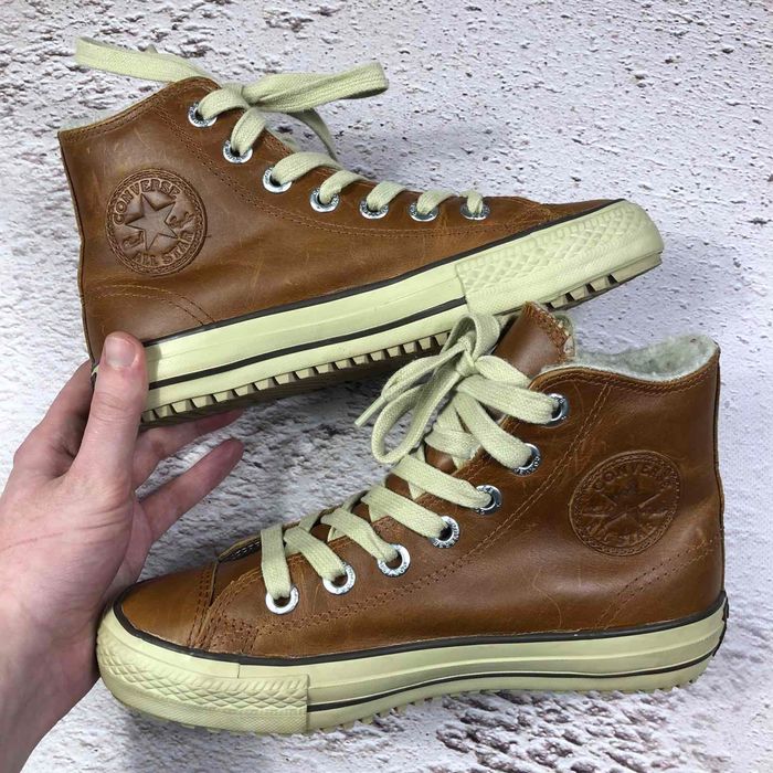 шкіра високі утеплені кеди Converse hi Mid оригінал зимові
