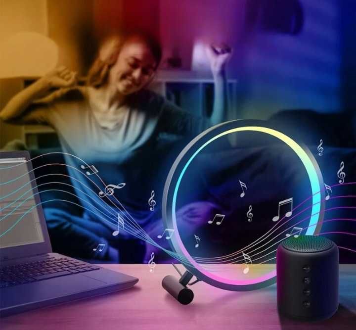 Lampka Nocna Biurkowa Na Biurko RGB LED Efekt Tęczy Gaming Sterowanie