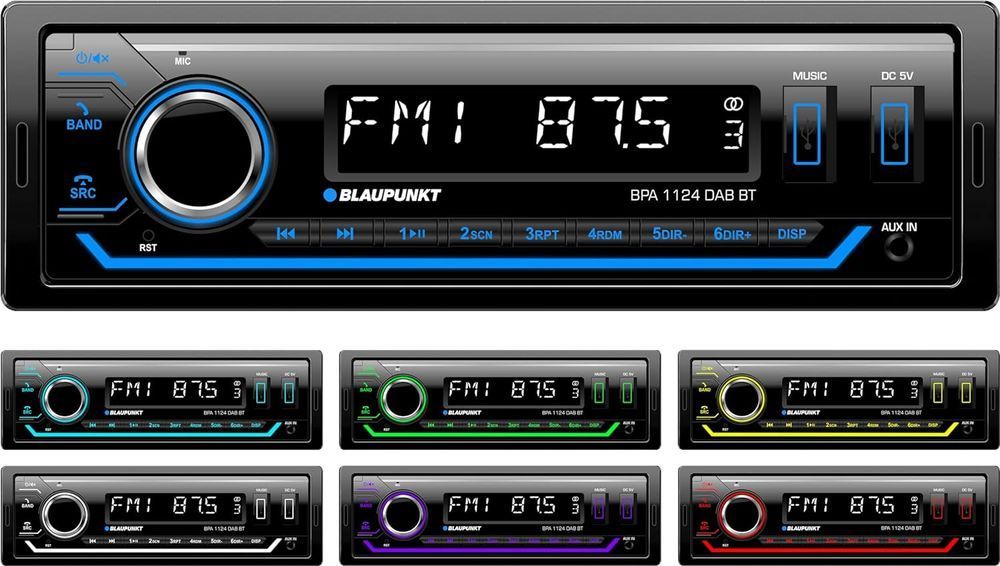 Blaupunkt Bpa 1124 Dab Bt Radio 1-Din Dab+ Bluetooth 2 X Usb Aux Rgb