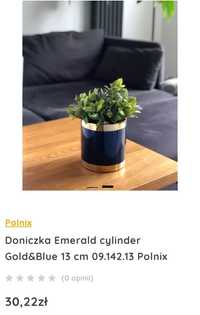 Doniczka Emerald cylinder Gold&Blue 13cm