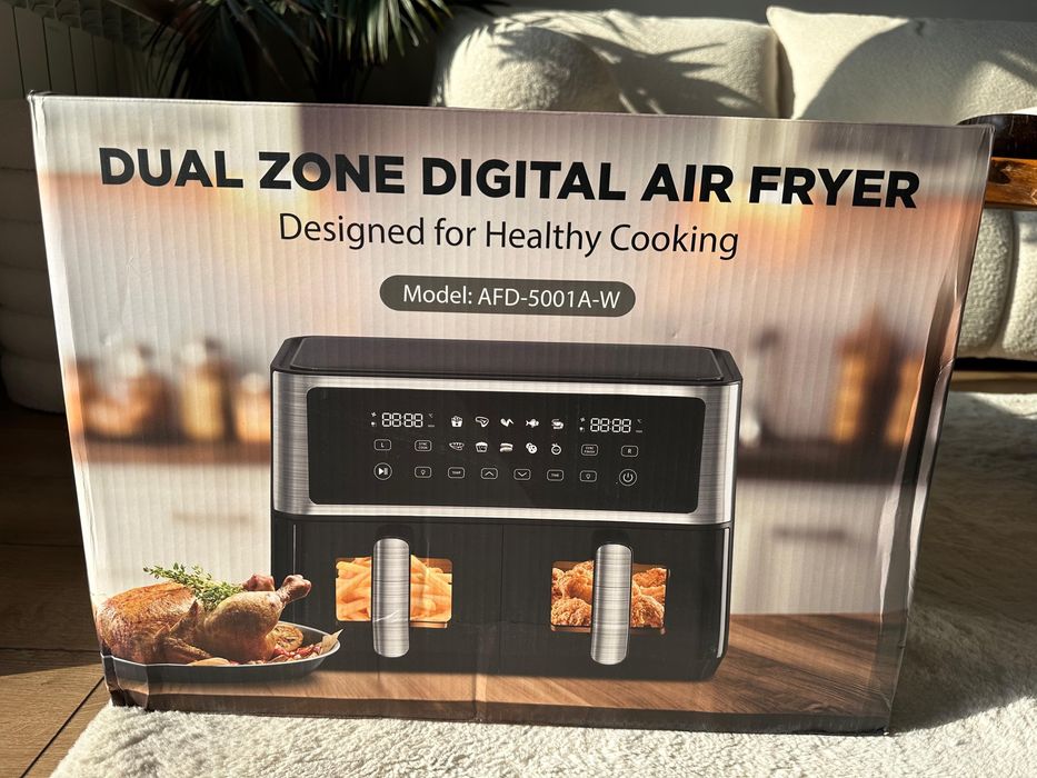 Frytkownica beztłuszczowa AIR FRYER 2komorowa czarna TOMI-TECH