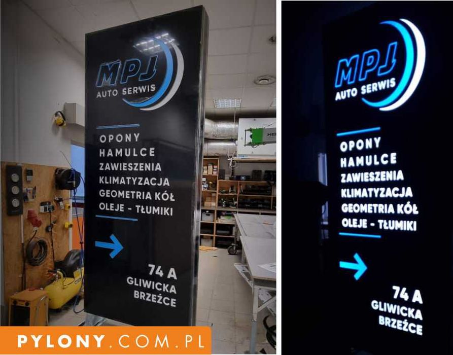 pylon reklamowy 3 m LED  baner reklama Producent/ PRODUCENT / rys .kon