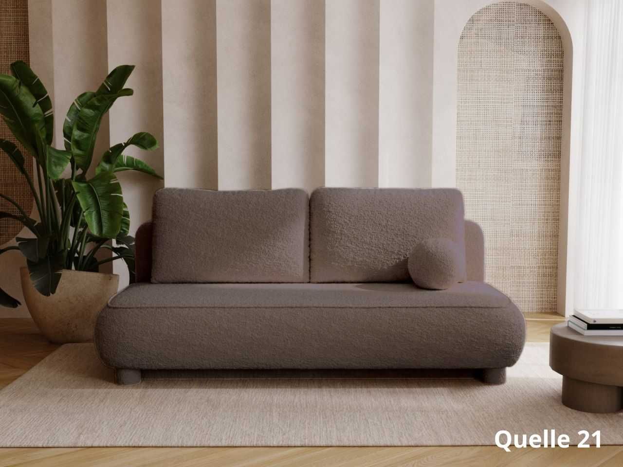 Sofa z funkcją spania i pojemnikiem Bali tkanina boucle