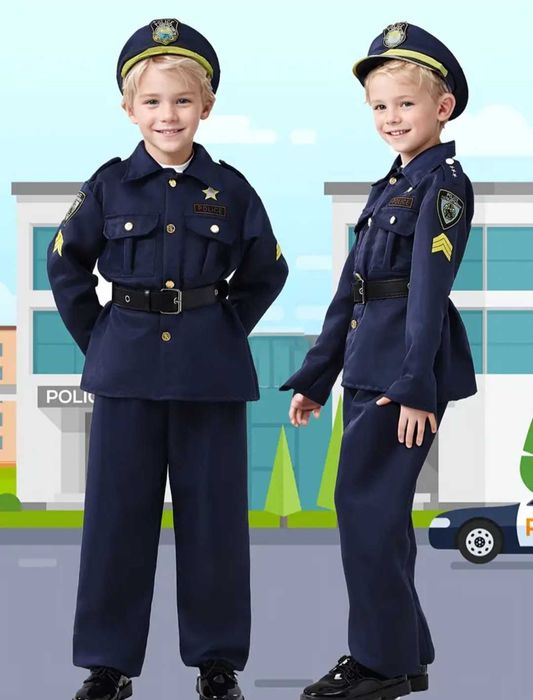Nowy kostium POLICJANT + akcesoria! r. 134/140 przebranie strój