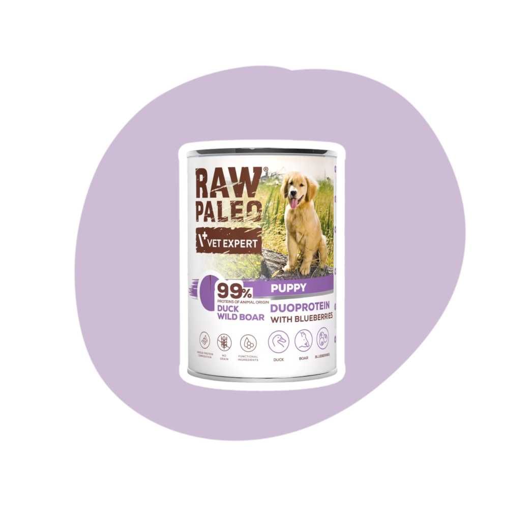 Raw Paleo Puppy Duck&Boar Kaczka Dzik 6x400g Duoproteinowa