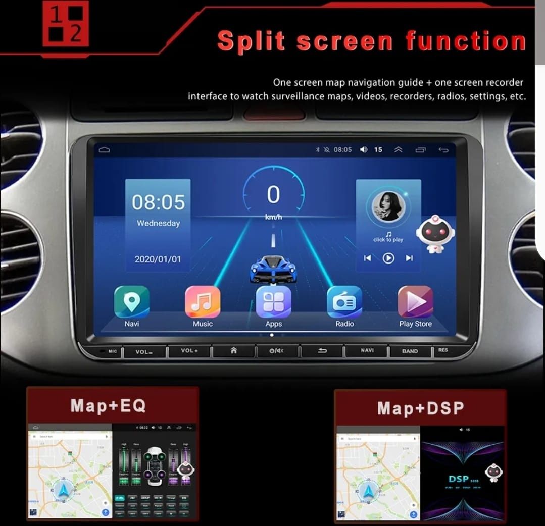 Rádio Android GPS Bluetooth Canbus VW Seat Skoda 16gb 32gb NOVO