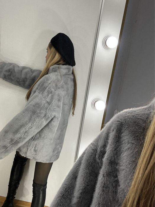 Розкішна нова сіра шуба еко штучне хутро 46 48 50