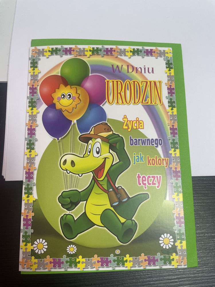Kartka Z Okazji Urodzin, krokodyl z balonami