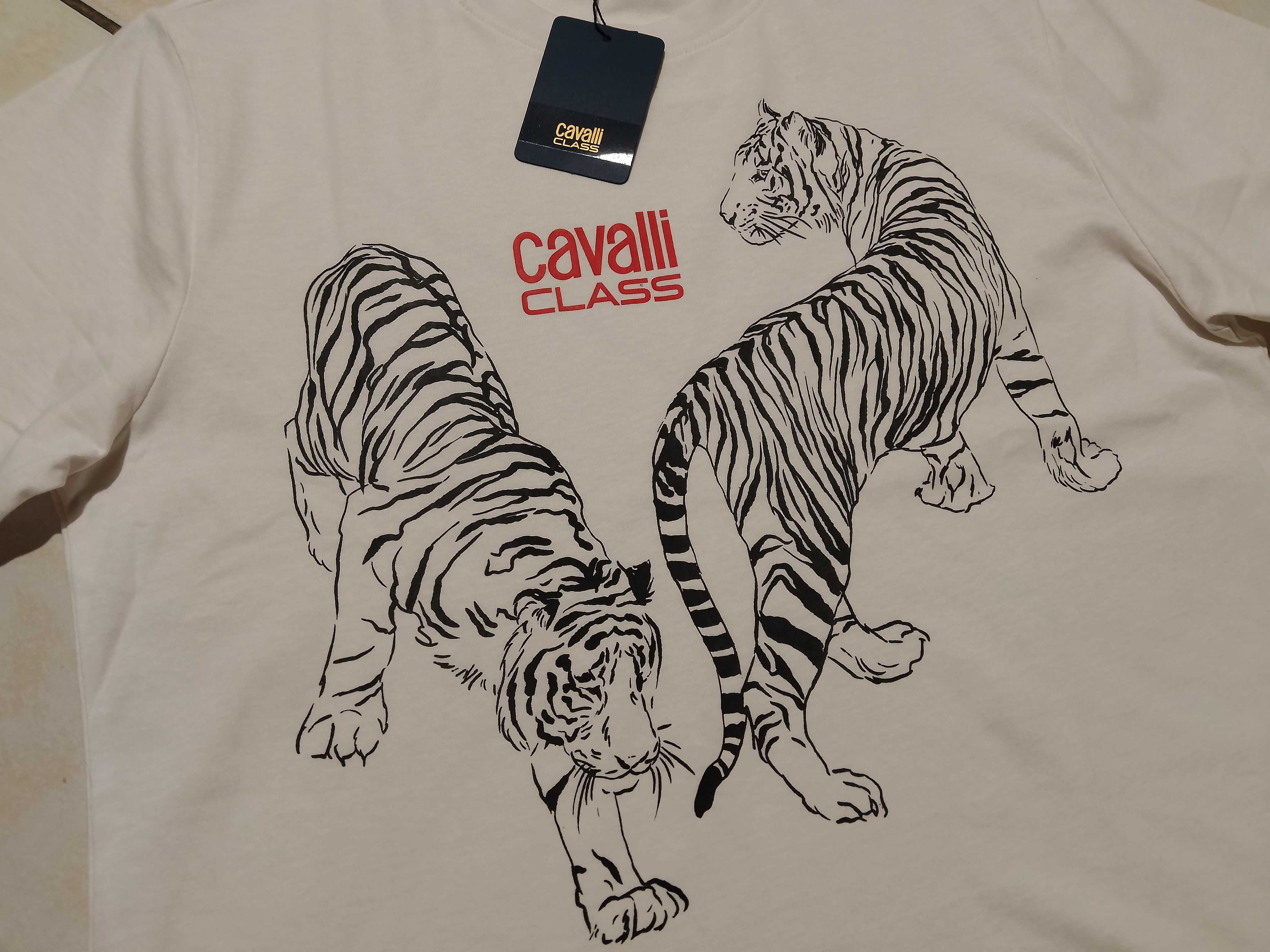 CAVALLI - NOWA! z LOGO i Metkami Koszulka Męska rozmiar M