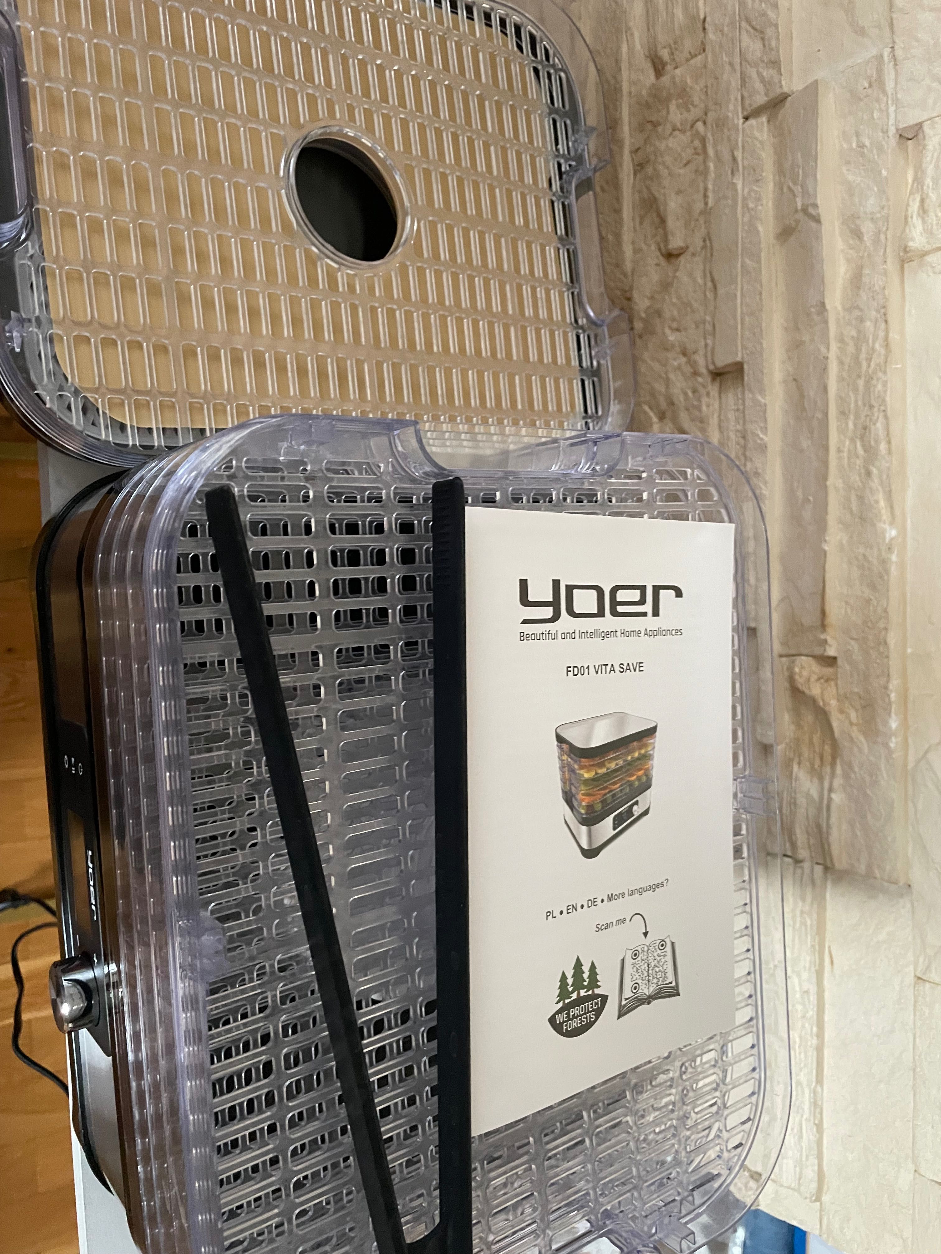 Duża suszarka do grzybów owoców Yoer 450W INOX timer 6 sit