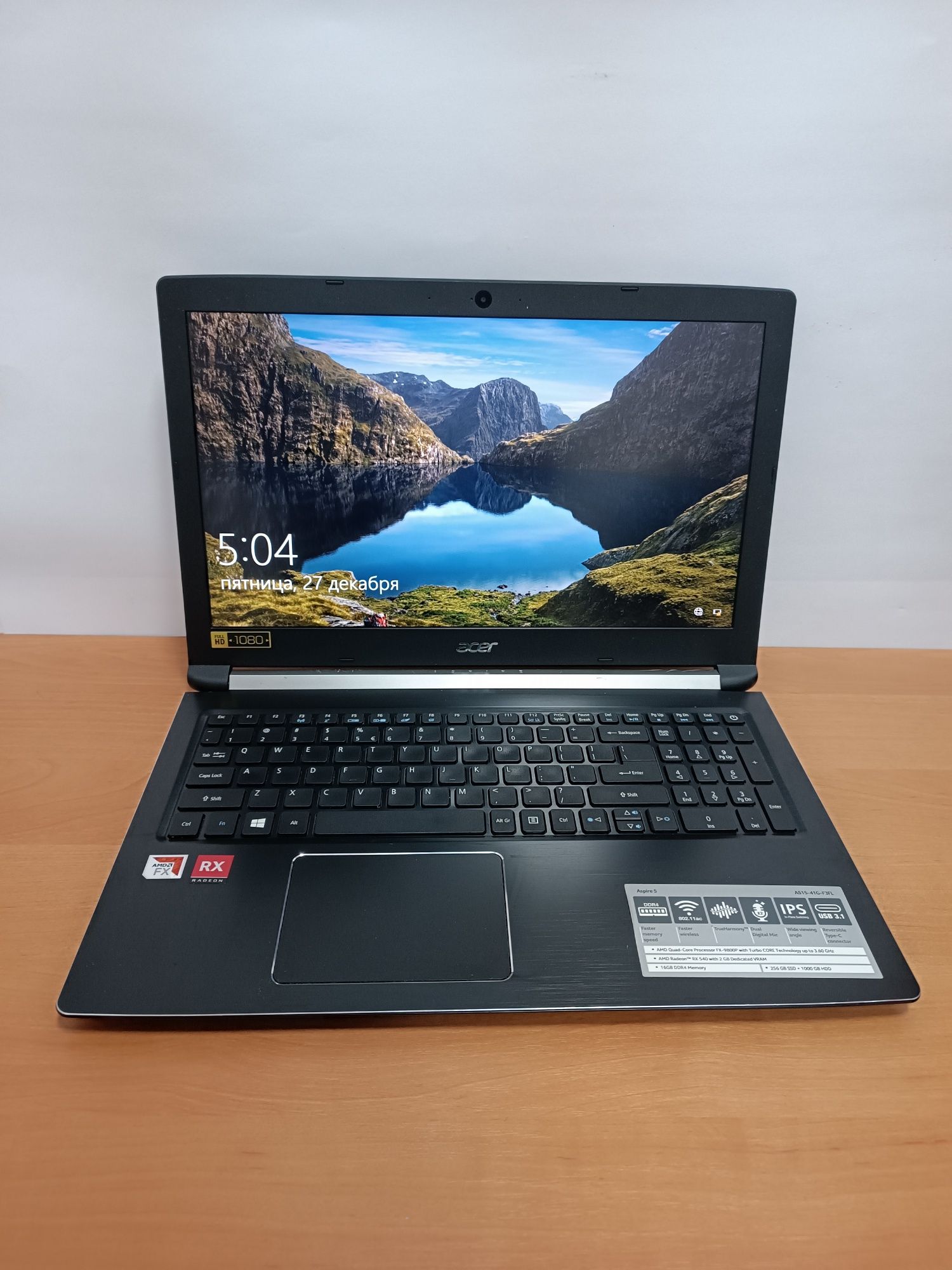 Игровой ноутбук ACER AMD FX 9800 16GB SSD 256GB +HDD 500GB RX540