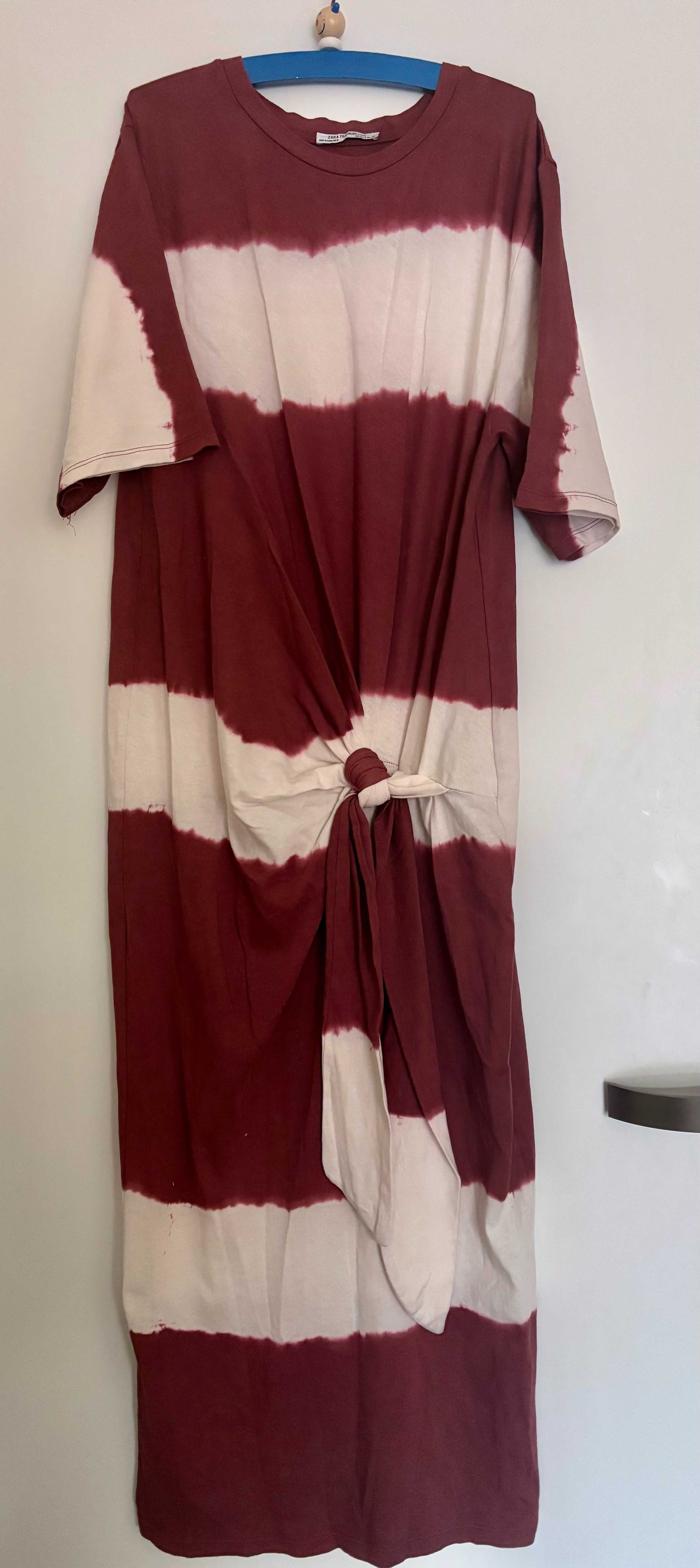 ZARA bawełniana sukienka TIE DYE  z wiązaniem w pasie