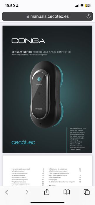 NOVO Robot limpeza de vidros CONGA Windroid 1090 DOUBLE SPRAY