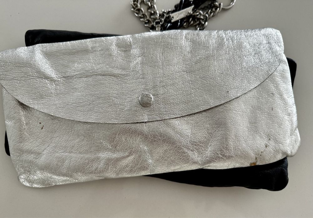 Diesel - Bolsa em pele de cor preta e cinzento metalizado (Original)