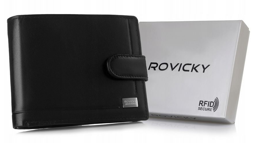 skórzany portfel męski zapinany na zatrzask - rovicky