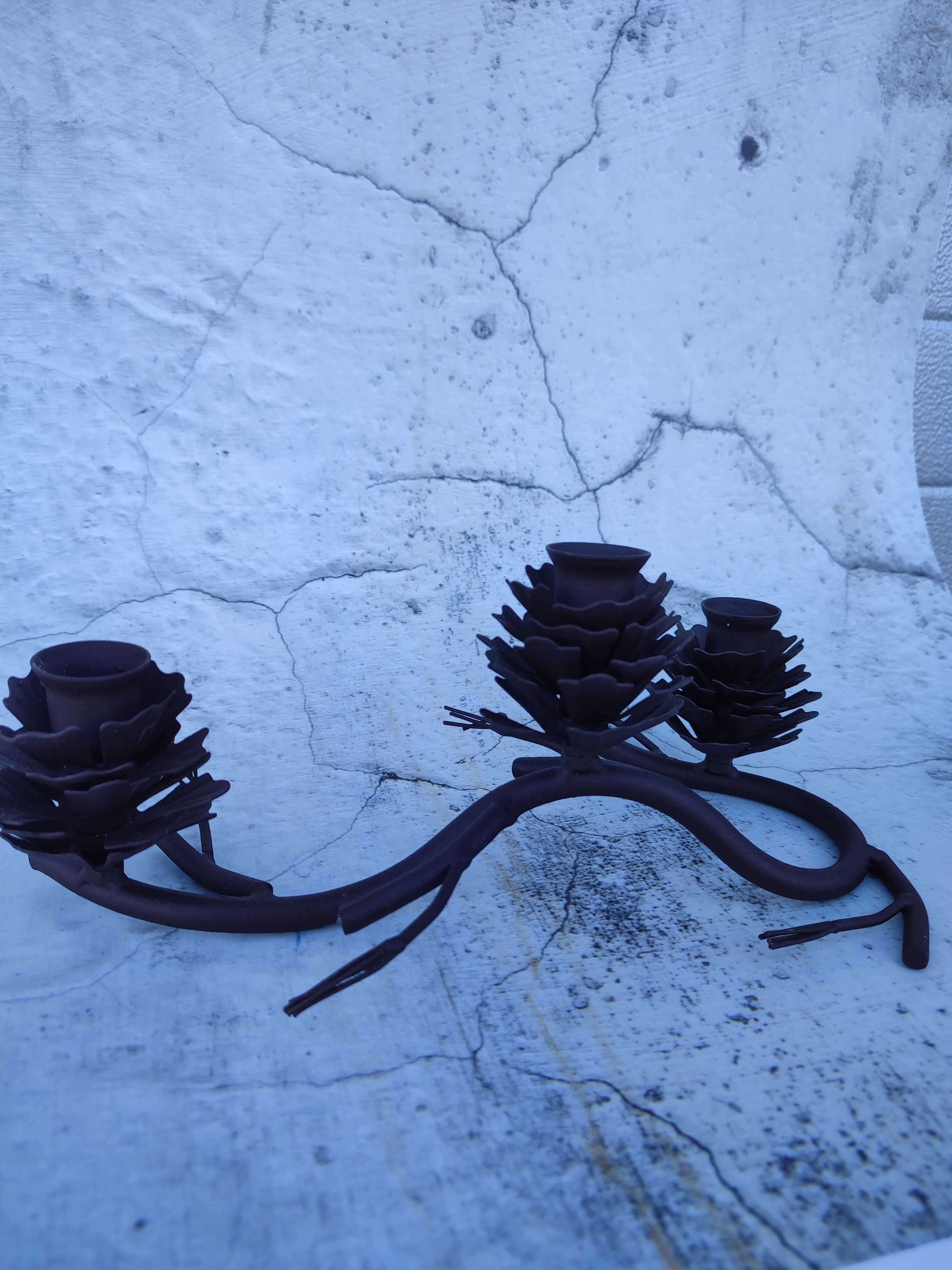Artystyczny świecznik metalowy - hand made - vintage - design