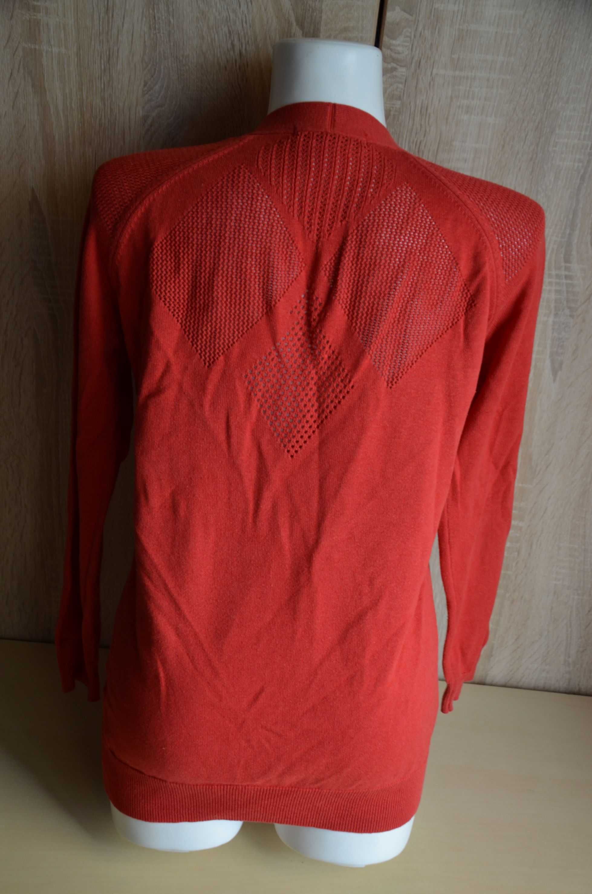 Sweter kardigan czerwony na suwak cienki M L 38 40