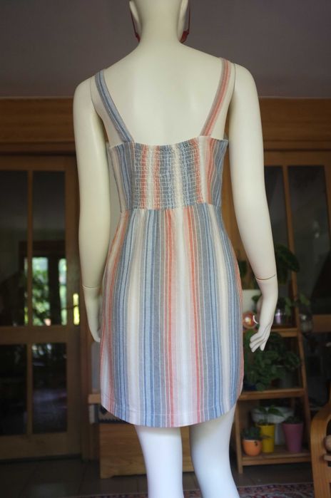 letnia lniana sukienka Cali1850 paski szmizjerka plażowa surfing etno