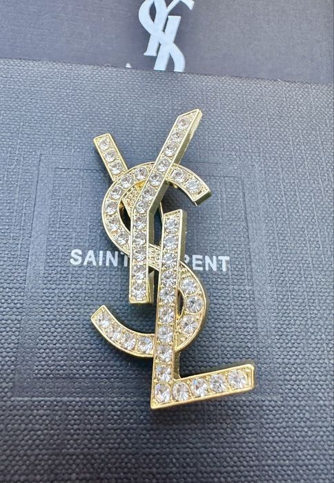 Broszka Zawieszka YSL złota z cyrkoniami