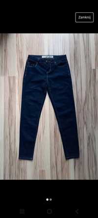 Granatowe dżinsy jeansy rurki cieńszy elastyczny materiał r 36 denim