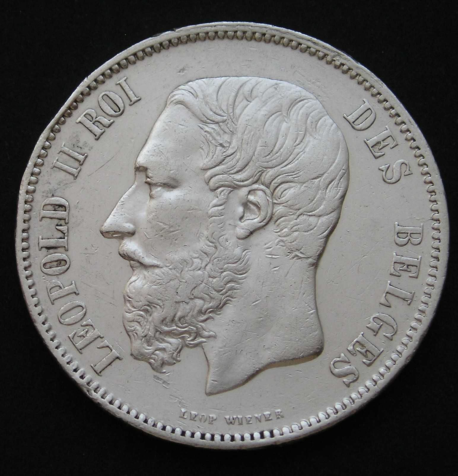 Belgia 5 franków 1869 - król Leopold II - srebro