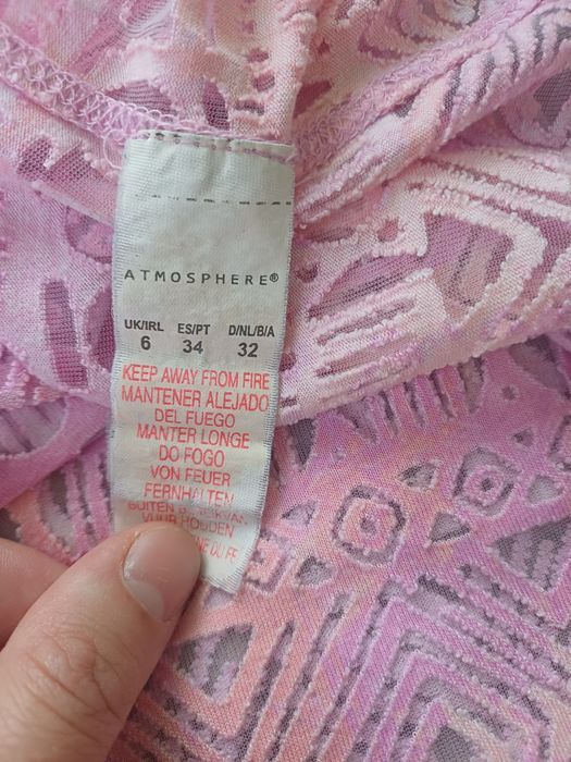 Koszulka na szerokich ramiączkach,różowa, ażurowa, rozmiar xS