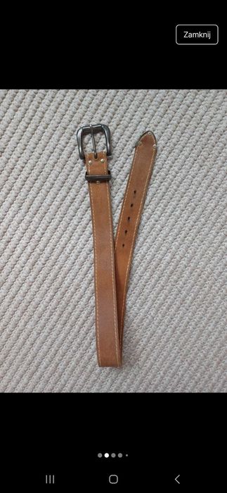 Skórzany brązowy pasek do spodni