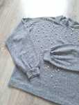 Sweter szary golf perełki luźny bufiaste rękawy